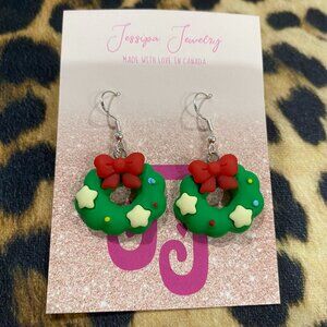 Christmas Wreath Silver Earrings